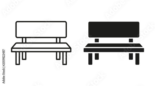 Park Bench Icon Vector | Outdoor Seating Symbol | Relaxation Furniture Design