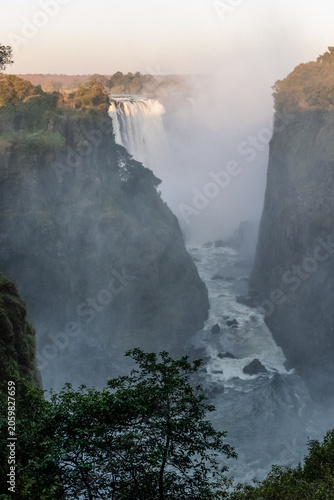 Closeup of the Victoria falls, on the Zimbabwe Zambia Border.
