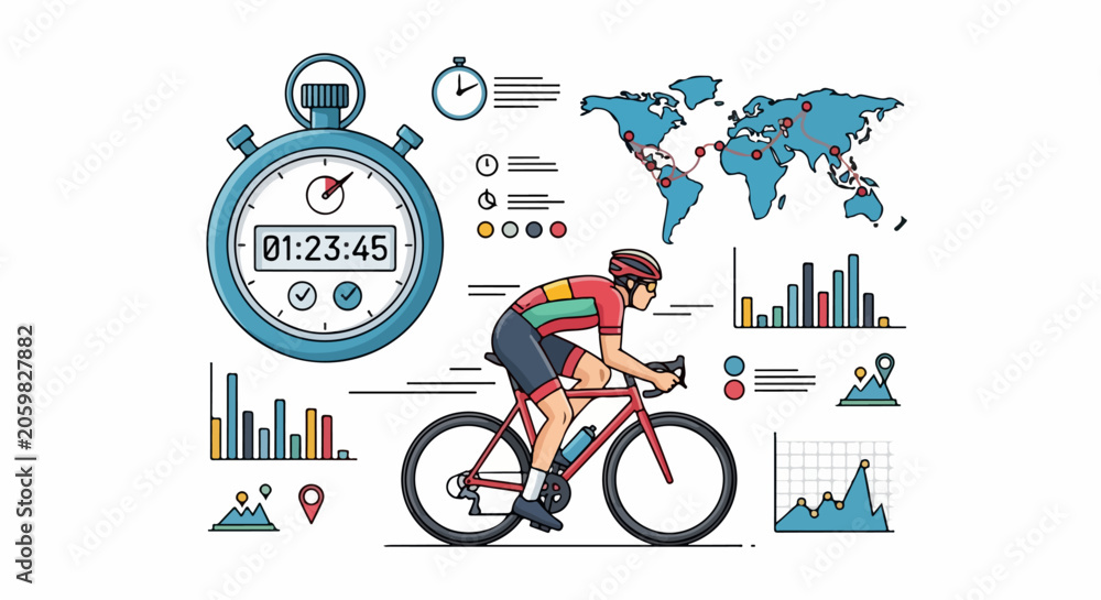 Fototapeta premium Cyclist Riding Bike with Rainbow Jersey.