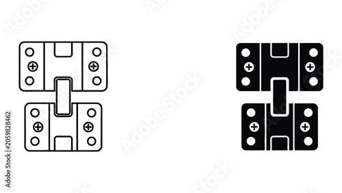 Photos Mechanical hinge hardware icon set for industrial construction and home improvem