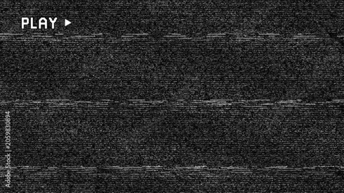 Screen noise and glitch on black background 4k loop, error tv damage VHS glitch