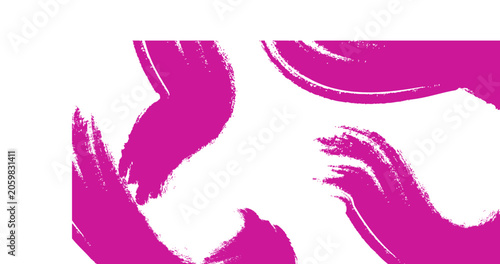 Abstract magenta brush strokes on clean white background with abstract minimalist background