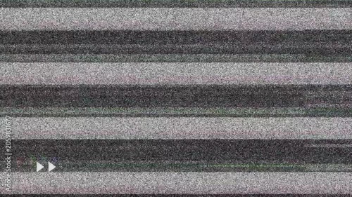 Fast Forward VHS Glitch Screen with Analog Tape Distortion and Static Noise