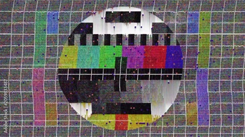 Screen Glitch Animation with VHS Noise and No Signal TV Static Effect