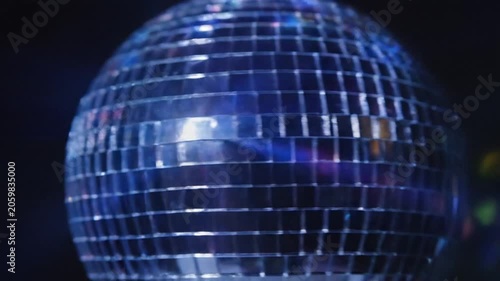 Retro Disco Ball Rotating with Blue and Purple Lights