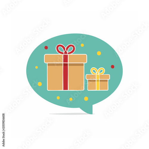 Flat design gift boxes in speech bubble illustration