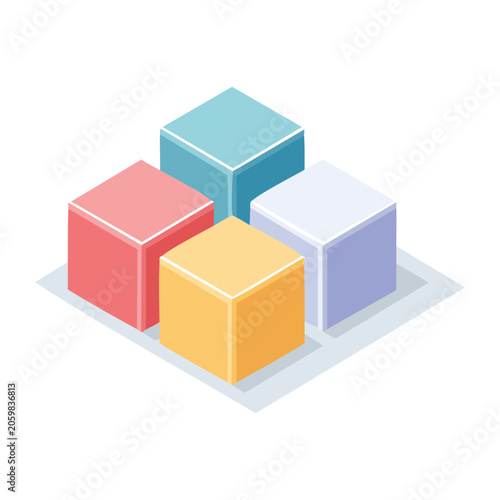 Isometric colorful cubes in stacked arrangement