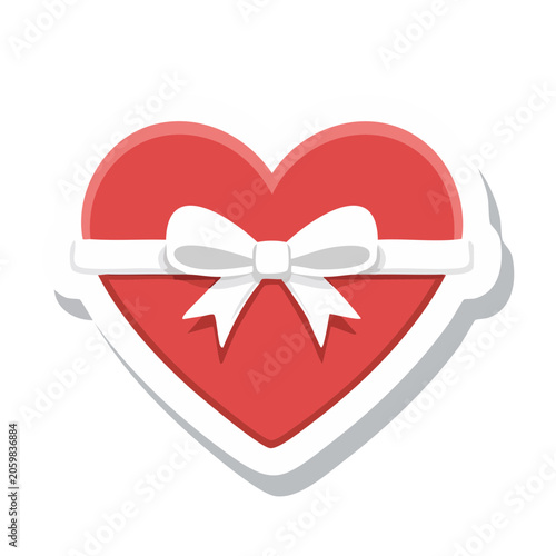 Red heart with white bow icon on transparent background