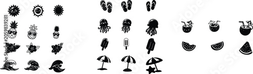 Bild auf Leinwand Summer vacation icon set