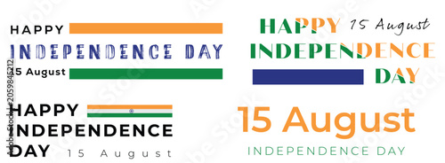 happy independence day typography collection with indian patriotic text and 15 august designs