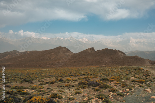 mountain landscape with blue sky and clouds