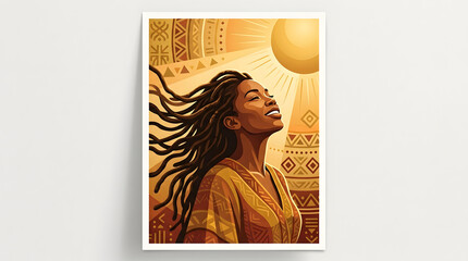 Juneteenth freedom celebration with a joyful african american woman