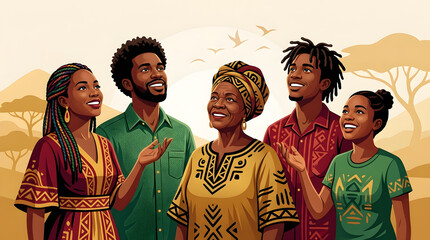 Juneteenth celebration of freedom with a happy black family