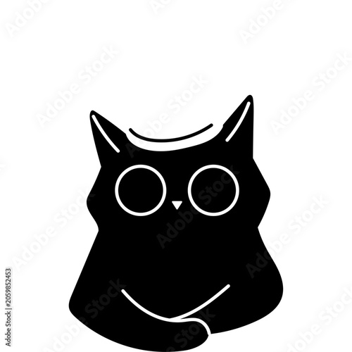 Black Cat Wearing Sauna Hat Illustration