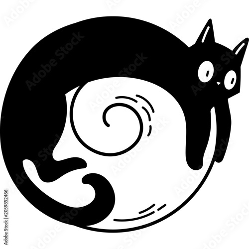 Black cat hugging a traditional finnish cinnamon roll pastry korvapuusti