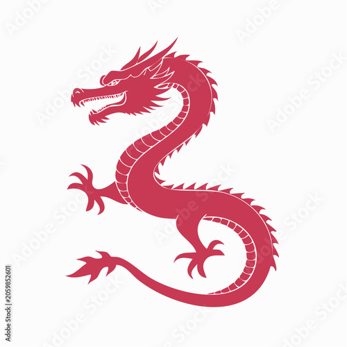 Red Chinese Dragon Silhouette