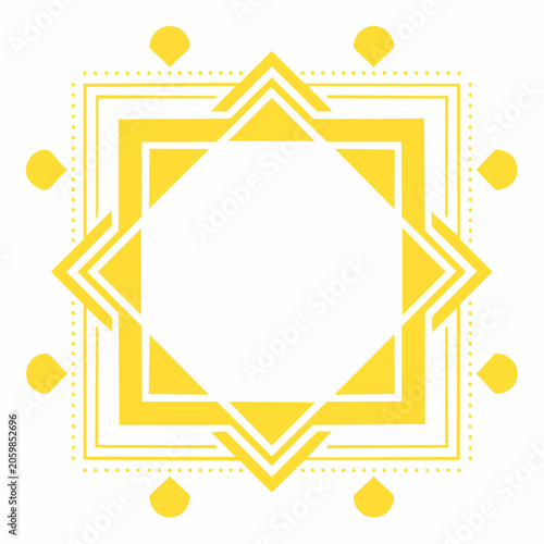 Yellow Geometric Starburst Frame with White Center