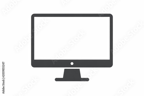 Black computer monitor icon showing a flat screen display for office technology