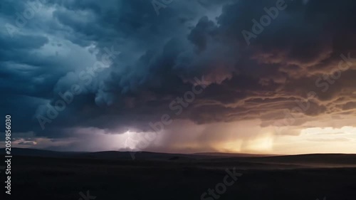 Stormy weather with lightning and clouds.