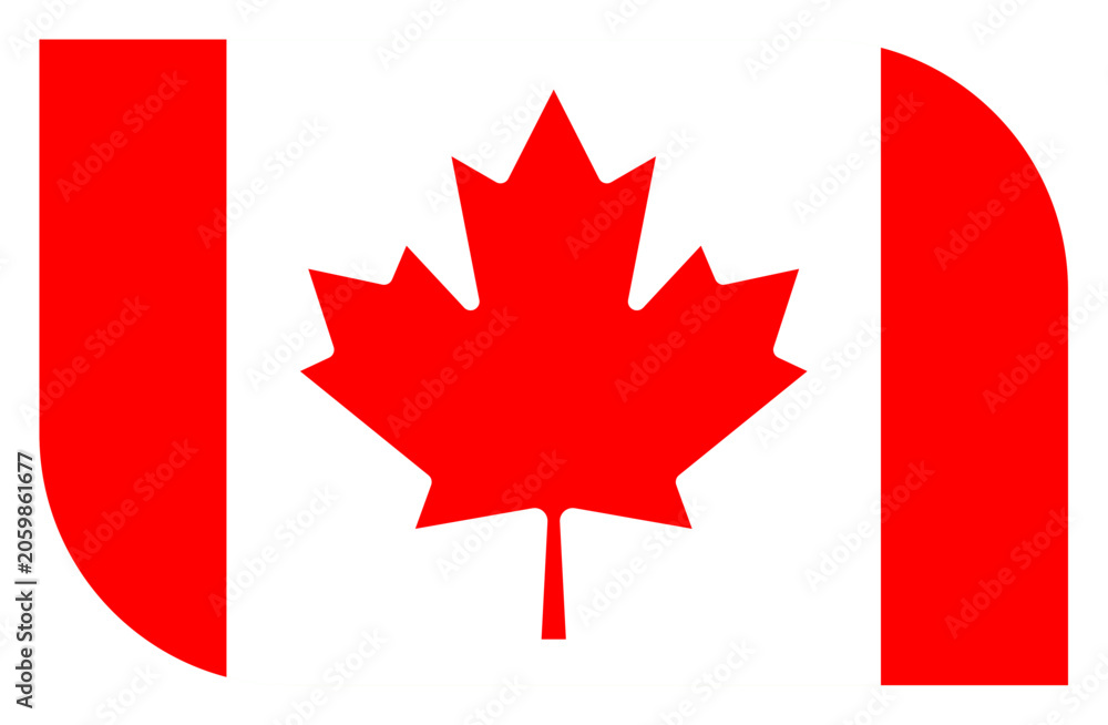 Obraz premium Rounded icon featuring the vibrant red and white Canadian flag with maple leaf. Perfect for digital media, national themes.