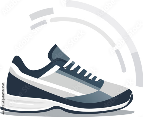A modern athletic shoe with speed lines.