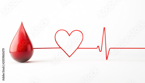 Glossy Blood Donation Heartbeat Line Illustration With Medical Pulse And Healthcare Symbol
