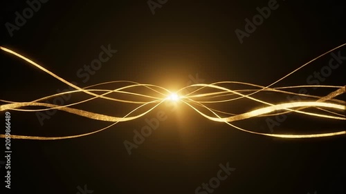 Golden light trails converge in a mesmerizing display of energy and motion.