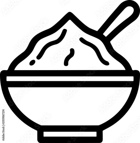 Cuadro en lienzo Bowl of mashed potatoes with spoon, vector illustration