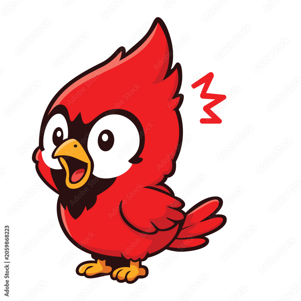 Fototapeta premium Cardinal bird mascot logo full body surprised expression