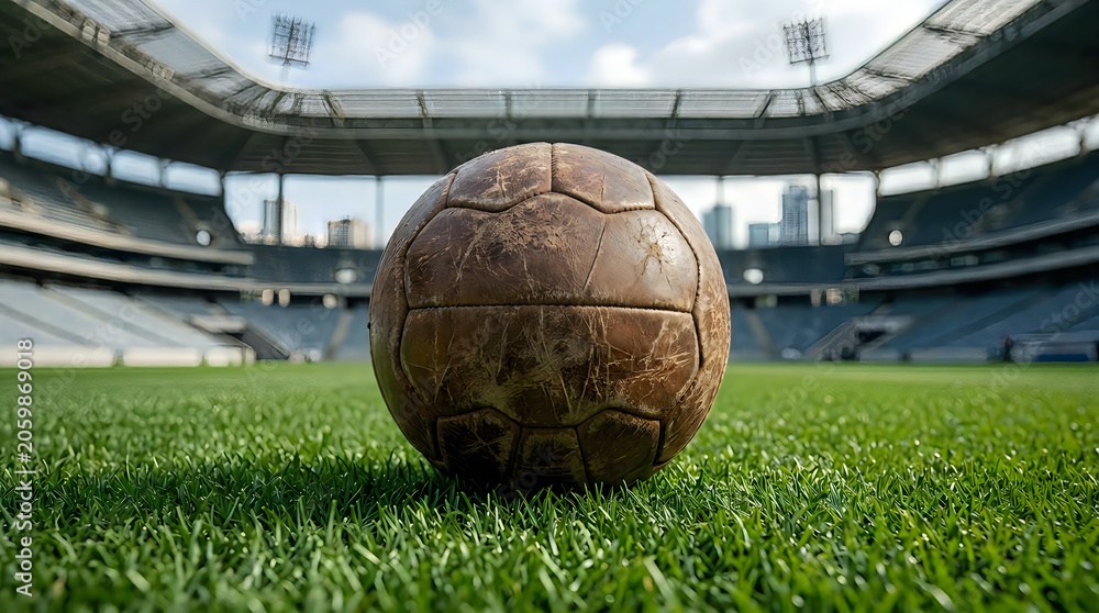 Fototapeta premium Premium quality professional soccer ball backdrop pitch for background marketing match green team art sports action league layout athletic design print concept perfect