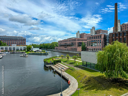 View of Tempelhof Harbor on the Teltow Canal in Berlin
