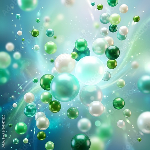Abstract 3D Spheres Floating in Cosmic Nebula with Light Particles