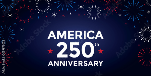 USA anniversary 250 years happy Independence Day firework vector illustration