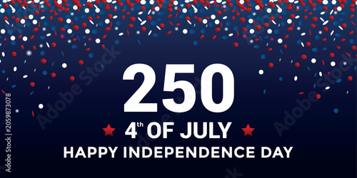 USA anniversary 250 years happy Independence Day confetti vector illustration