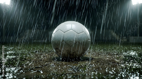 Premium quality professional soccer ball on tournament print lush play art promotion outdoor for advertising backdrop visual game football stadium fitness element on