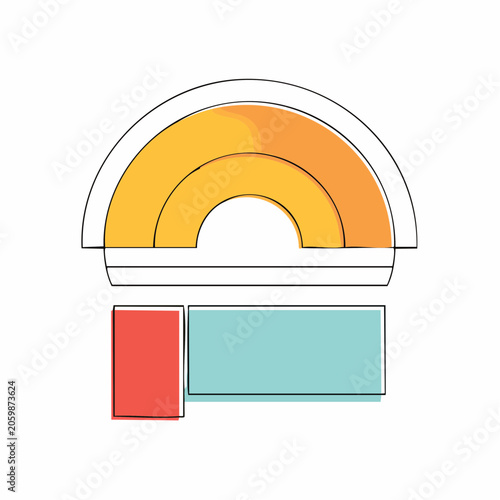 Abstract geometric shapes with rainbow and blocks