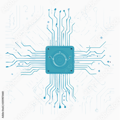 Abstract illustration of a central processing unit (CPU) with circuit board traces