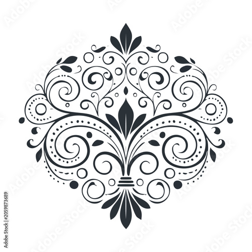 Black and white floral mandala vector