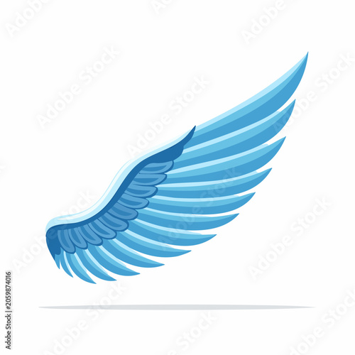 Stylized Blue Angel Wing Illustration