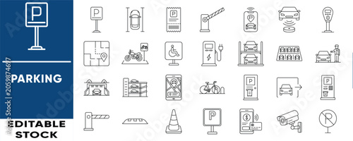 Fotografie Parking facilities and infrastructure icon set