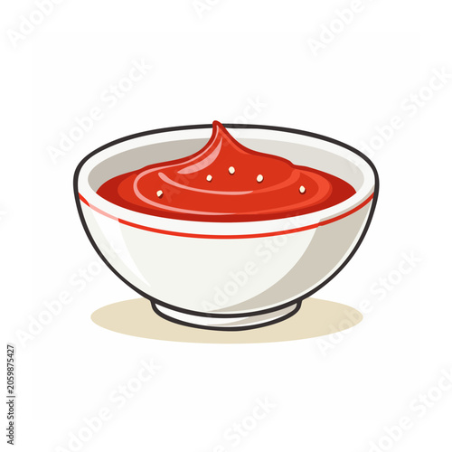 Bowl of red sauce in flat design style