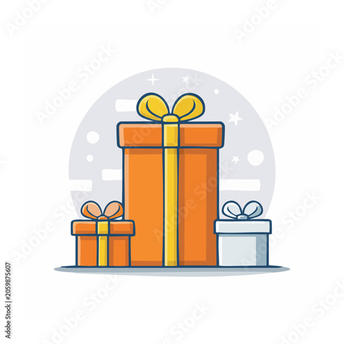 Flat Design Gift Boxes with Bows