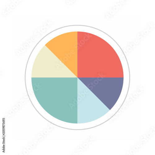 Flat design pie chart icon with four colored segments