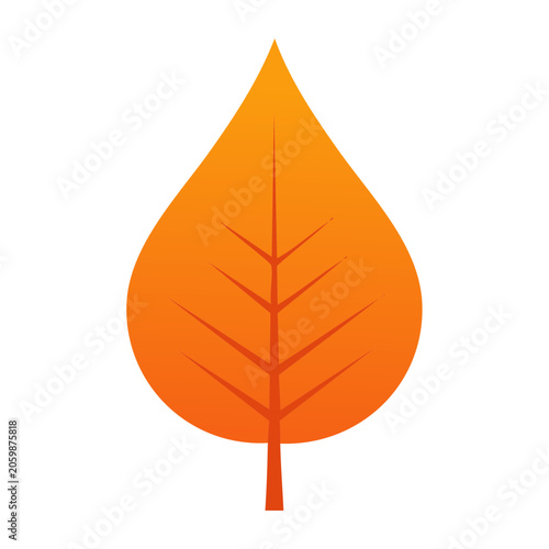 Orange maple leaf icon on transparent background
