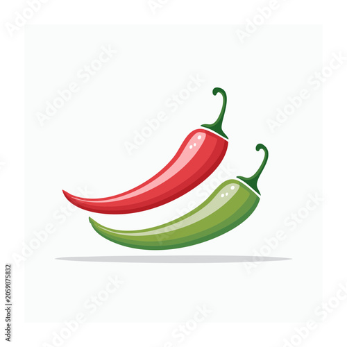 Red and Green Chili Peppers Flat Design Illustration