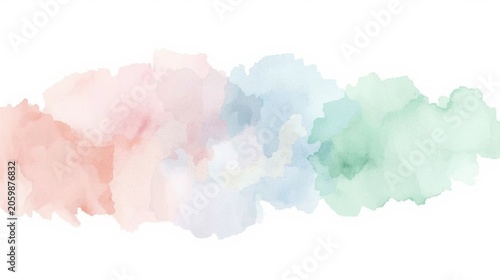Abstract watercolor painting with soft pastel blends and delicate fluid textures on white background
