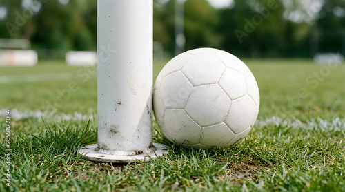 Premium quality professional soccer ball competitive advertising print design realistic backdrop background stadium football sports visual match concept media commercial