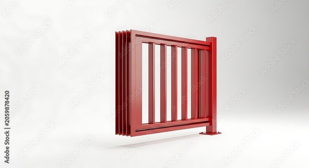 Fototapeta premium Red wooden fence on white background.