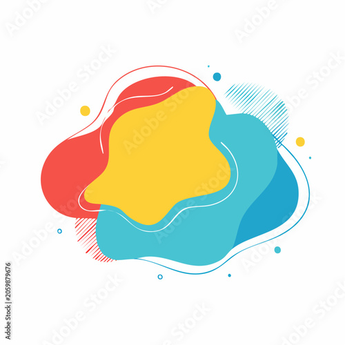 Abstract Fluid Shapes with Red, Yellow, and Blue Colors