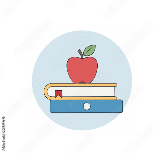 Apple on Stack of Books Icon